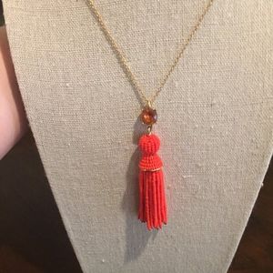 Ann Taylor Red Tassel Necklace